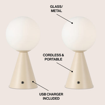 Macie 11.75" Modern Minimalist Globe Rechargeable/Cordless Dimmable Integrated LED Table Lamp with Touch Sensor